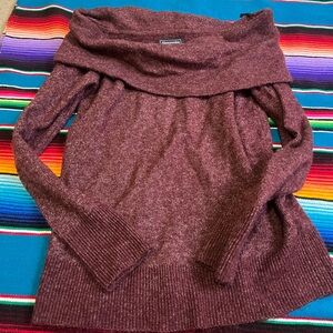 Abercrombie & Fitch Burgundy Off-the-Shoulder Sweater